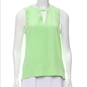 Tibi Sleeveless Silk Top in Lime